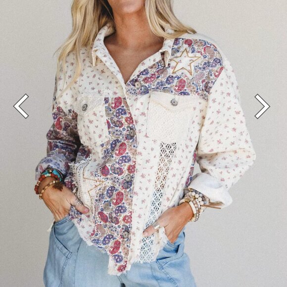 POL | Tops | New Ladies Size S Pol Pink Floral Paisley Star Crochet ...